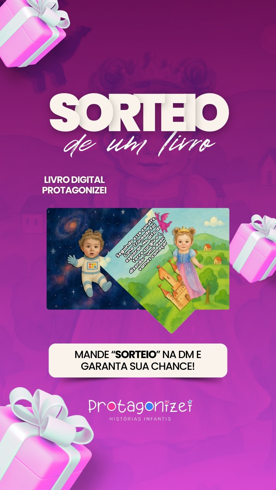 Sorteio de livro infantil personalizado Protagonizei